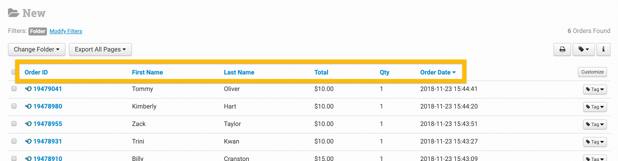 How to Customize Folder Columns - Order Desk Knowledge Base