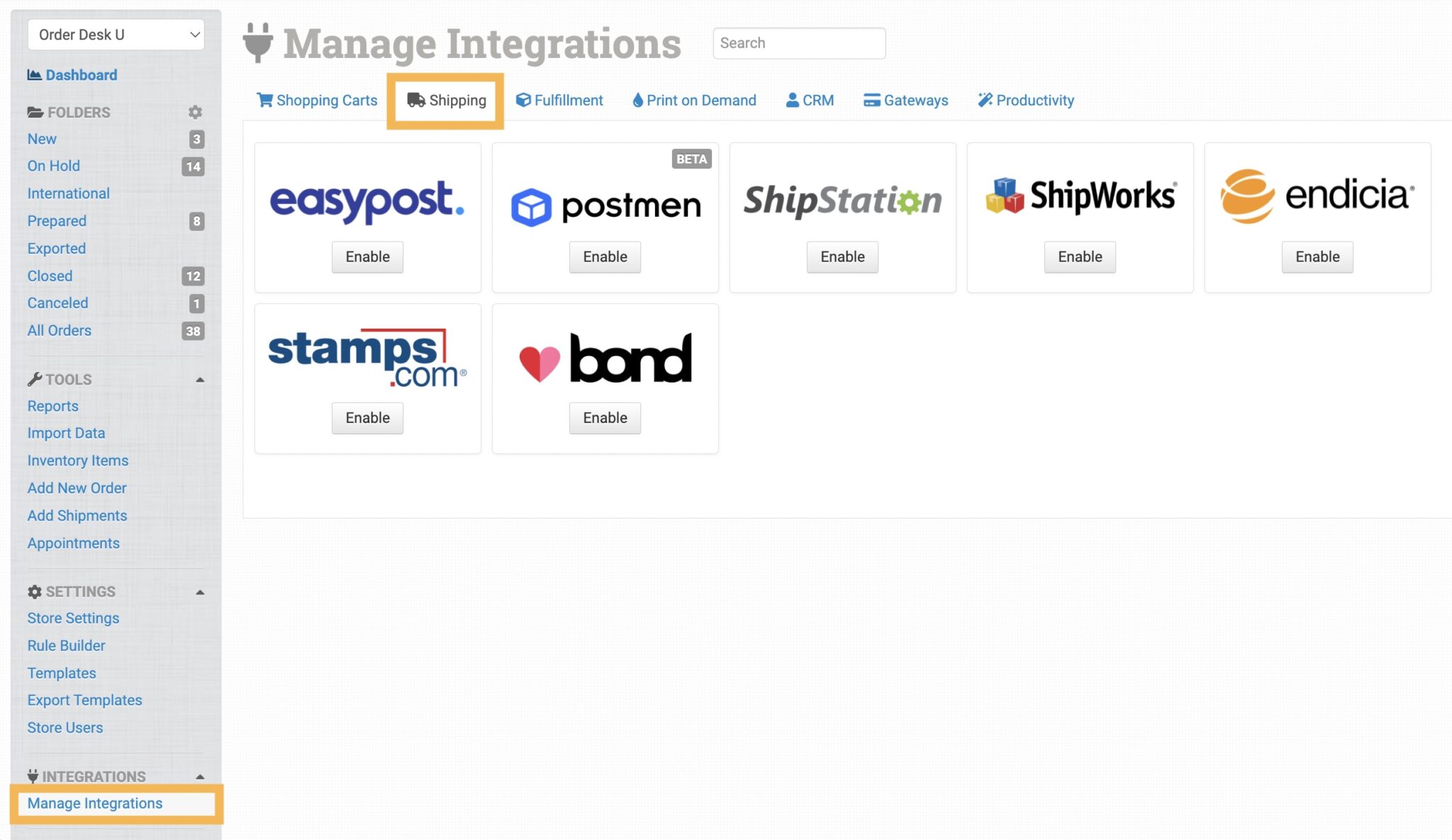 Endicia Integration - Order Desk Knowledge Base