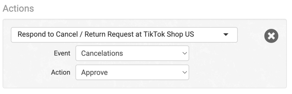 Respond to Cancel or Return Request rule action for TikTok Shop US