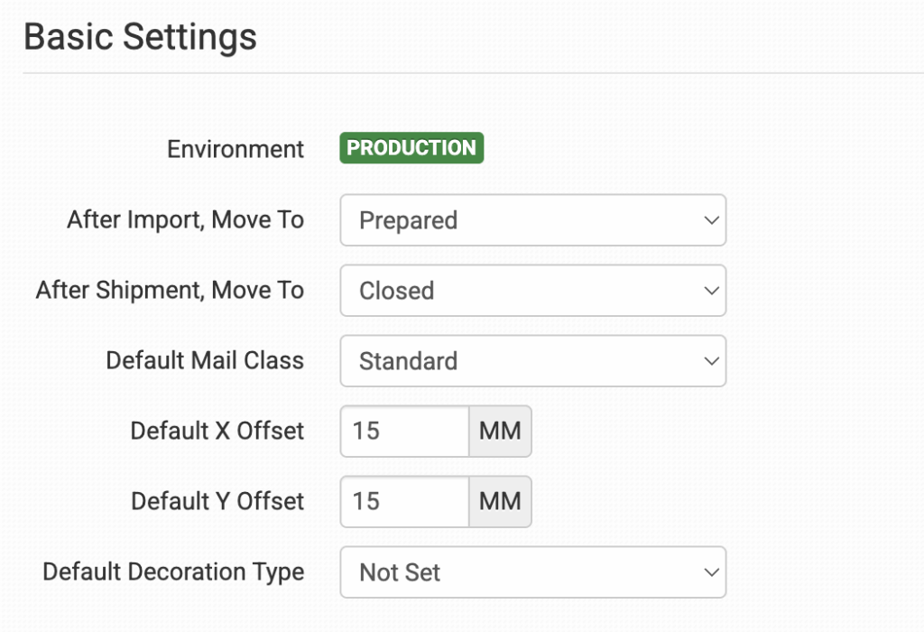 Print Geek Original integration settings in Order Desk