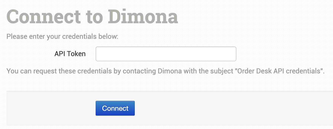 Dimona API Token connection field